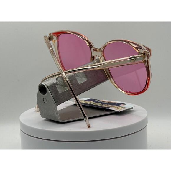 Vintage Oversize Sunglasses NOS Preppy Bright Rose Lens Clear & Red Frame 80-90s - Picture 5 of 10
